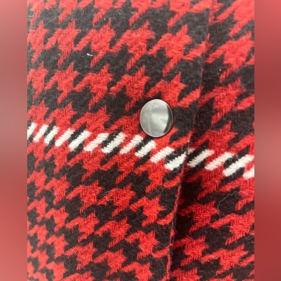 Ro & De Houndstooth Sherpa Jacket Red Tan Black Size Large Preppy Academia - Picture 7 of 8